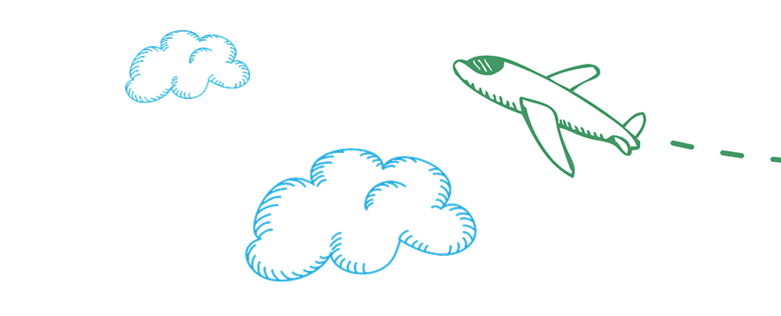 Airplane flying in the clouds